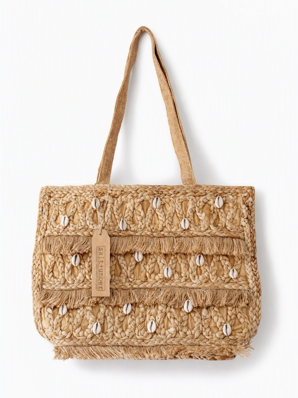 NWT Salt + Umber Island Jute Seashell Tote Bag
